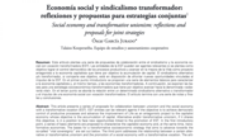 Economía social y sindicalismo transformador: reflexiones y propuestas para estrategias conjuntas